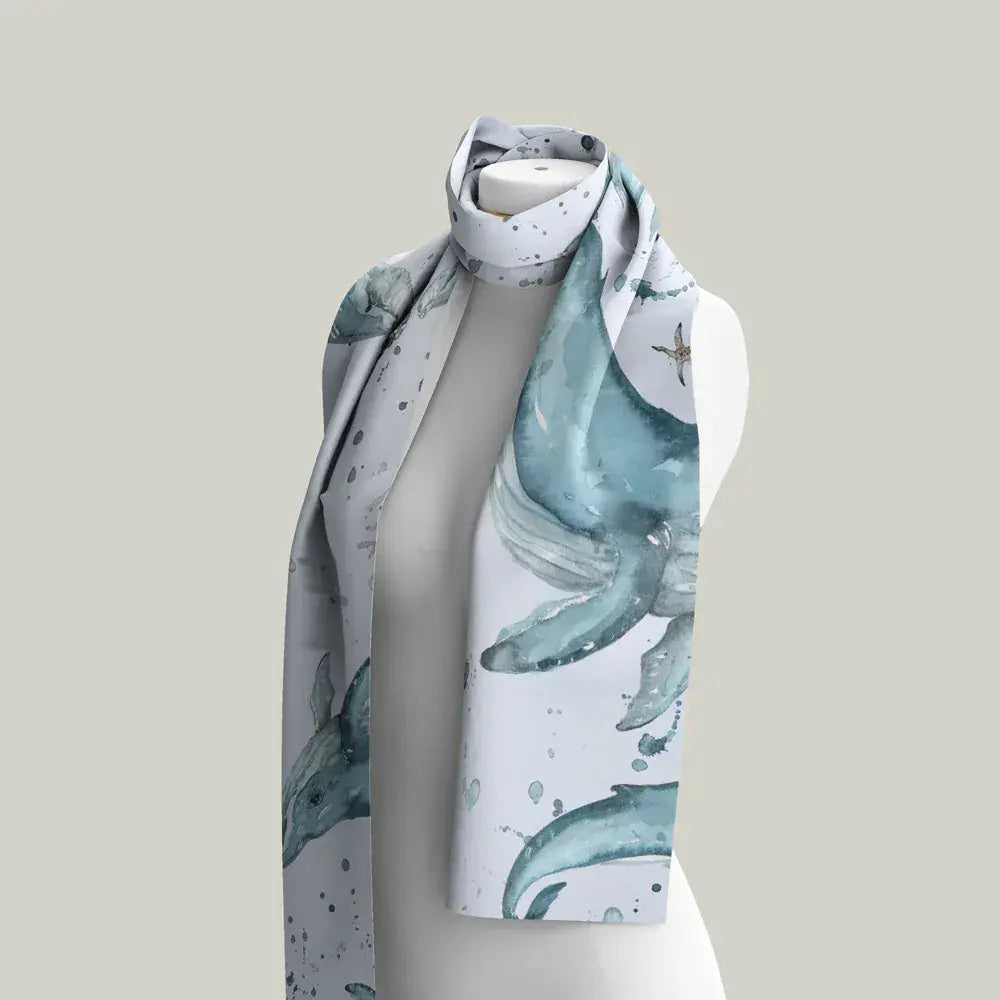 Whale Design Cotton Scarf by Meg Hawkins