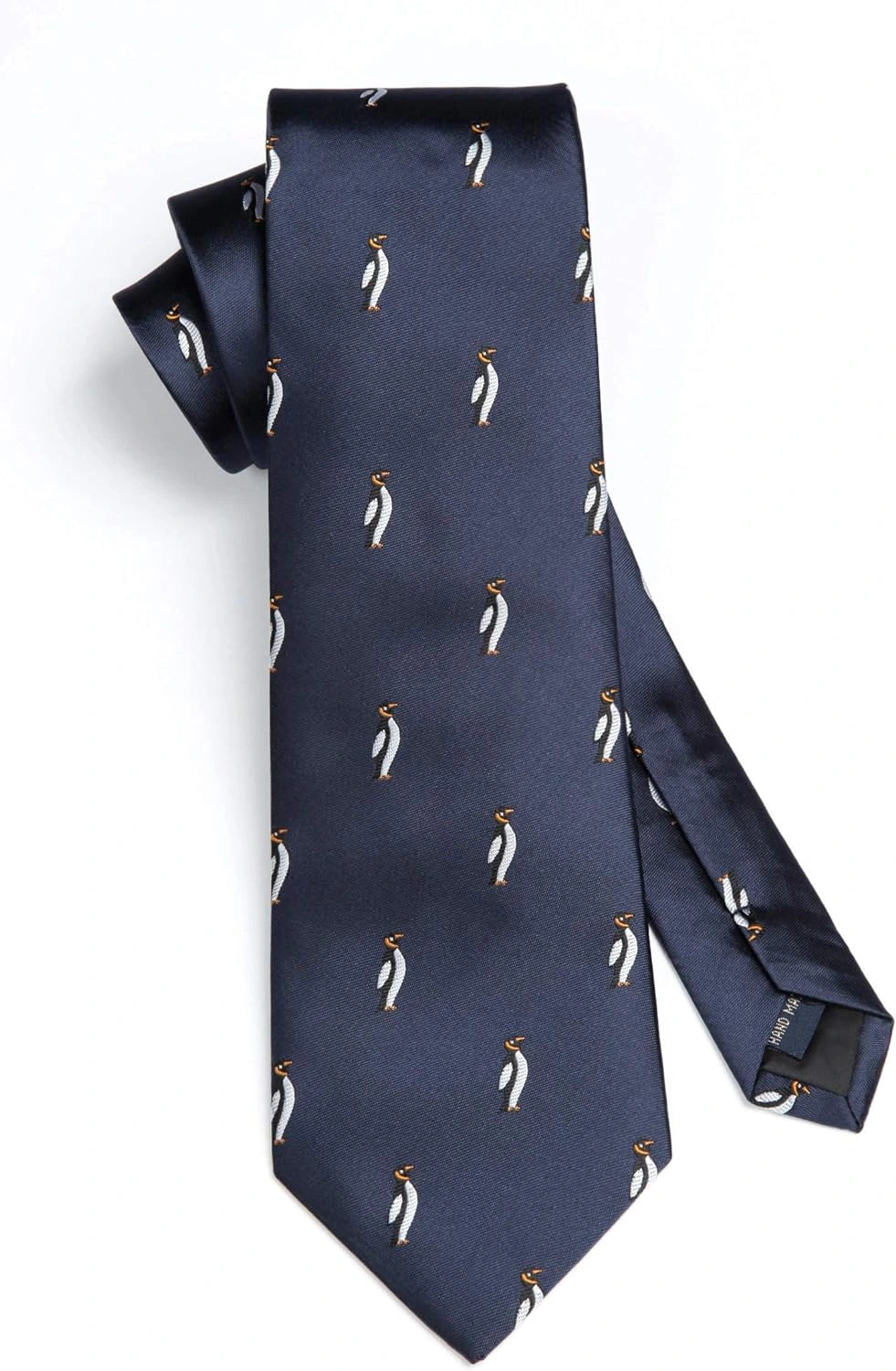 Silk Navy Blue Penguin Necktie and matching  Handkerchief