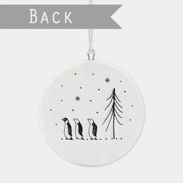 Flat Porcelain Bauble - Let it Snow